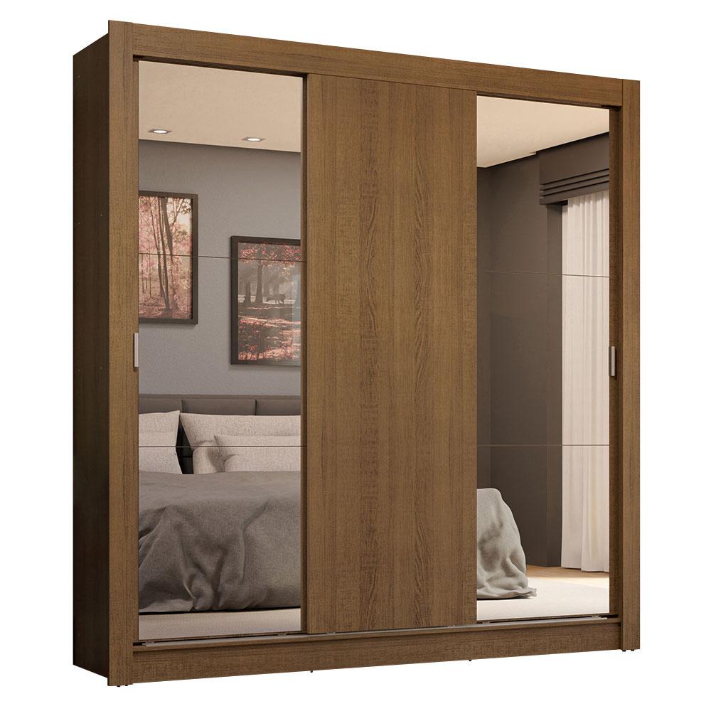 Guarda-Roupa Casal 3 Portas de Correr com Espelhos 4 Gavetas Rustic Sublime Plus Madesa