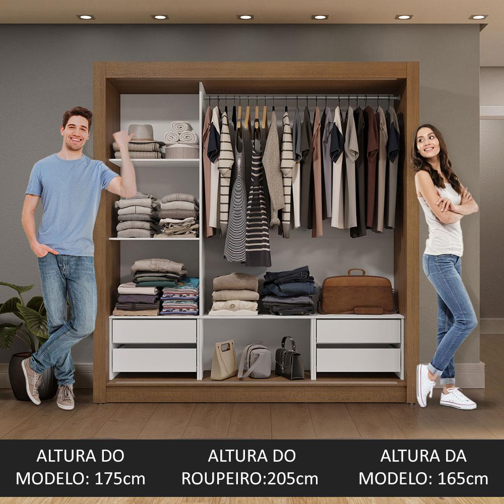 Guarda-Roupa Casal 3 Portas de Correr com Espelhos 4 Gavetas Rustic/Cinza Sublime Plus Madesa