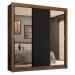 Guarda-Roupa Casal 3 Portas de Correr com Espelhos 4 Gavetas Rustic/Preto Sublime Plus Madesa