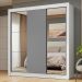 Guarda-Roupa Casal 3 Portas de Correr com Espelhos Branco/Cinza Nobre Madesa