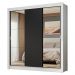 Guarda-Roupa Casal 3 Portas de Correr com Espelhos Branco/Preto Nobre Madesa