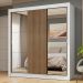 Guarda-Roupa Casal 3 Portas de Correr com Espelhos Branco/Rustic Nobre Madesa