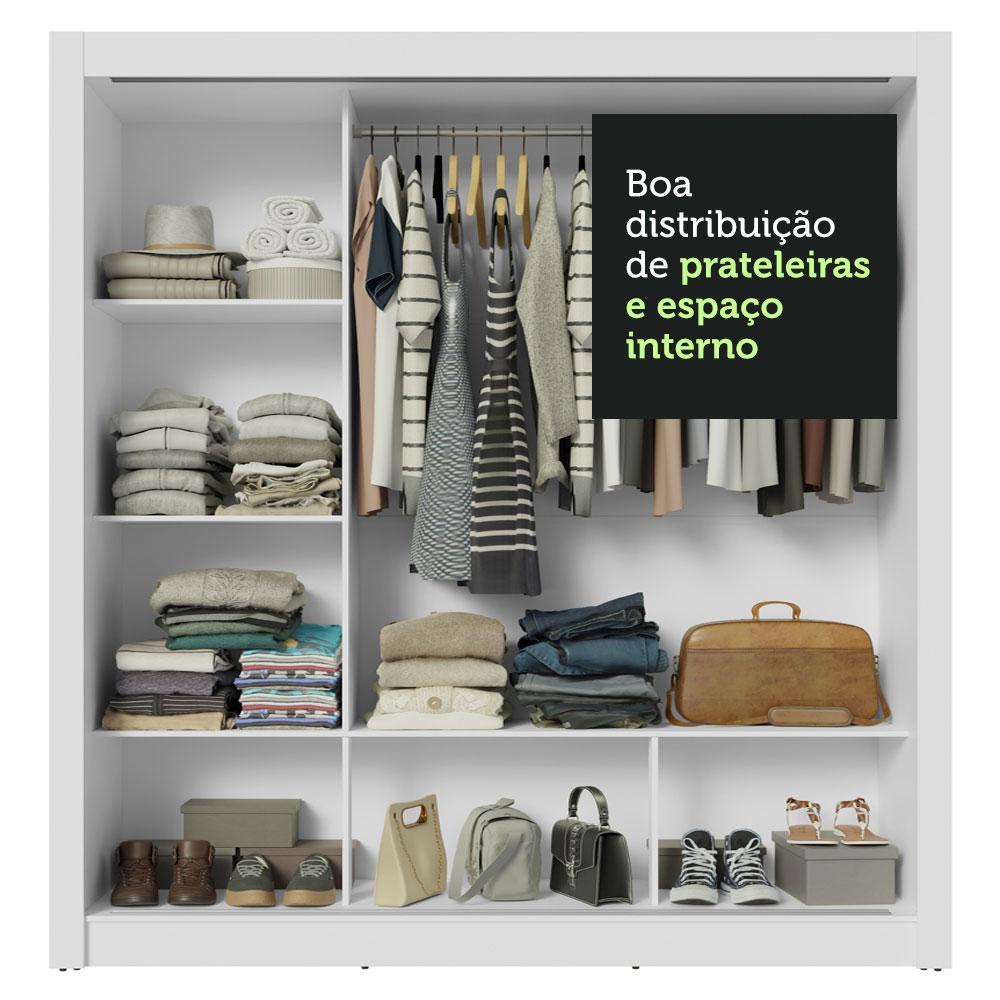 Guarda-Roupa Casal 3 Portas de Correr com Espelhos Branco/Rustic Nobre Madesa
