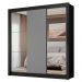 Guarda-Roupa Casal 3 Portas de Correr com Espelhos Preto/Cinza Nobre Madesa