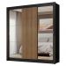 Guarda-Roupa Casal 3 Portas de Correr com Espelhos Preto/Rustic Nobre Madesa