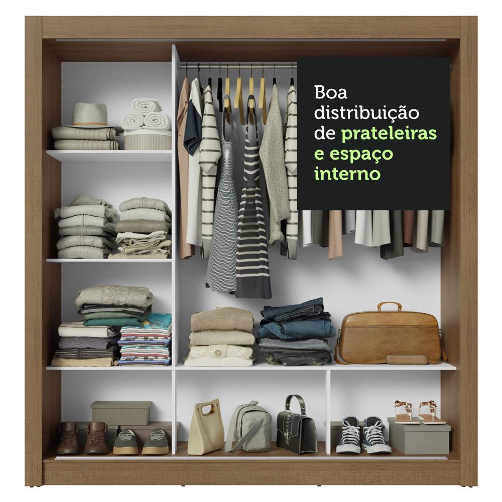 Guarda-Roupa Casal 3 Portas de Correr com Espelhos Rustic/Branco Nobre Madesa