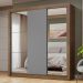 Guarda-Roupa Casal 3 Portas de Correr com Espelhos Rustic/Cinza Nobre Madesa