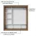 Guarda-Roupa Casal 3 Portas de Correr com Espelhos Rustic/Cinza Nobre Madesa