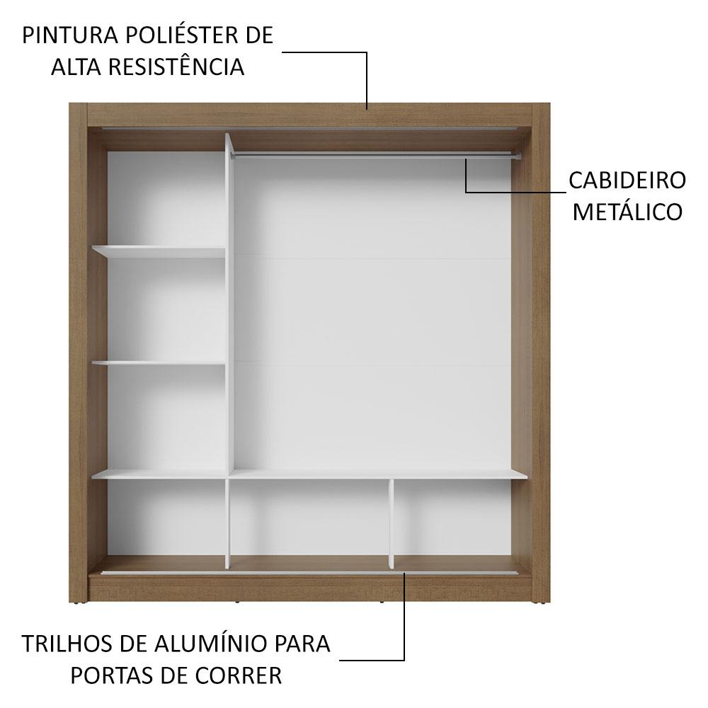 Guarda-Roupa Casal 3 Portas de Correr com Espelhos Rustic/Preto Nobre Madesa