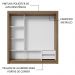 Guarda-Roupa Casal 3 Portas de Correr de Espelho 2 Gavetas Rustic Sublime Madesa