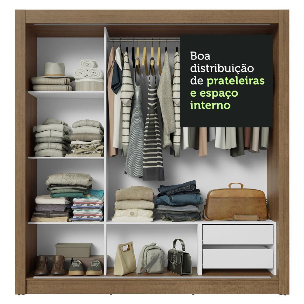 Guarda-Roupa Casal 3 Portas de Correr de Espelho 2 Gavetas Rustic Sublime Madesa