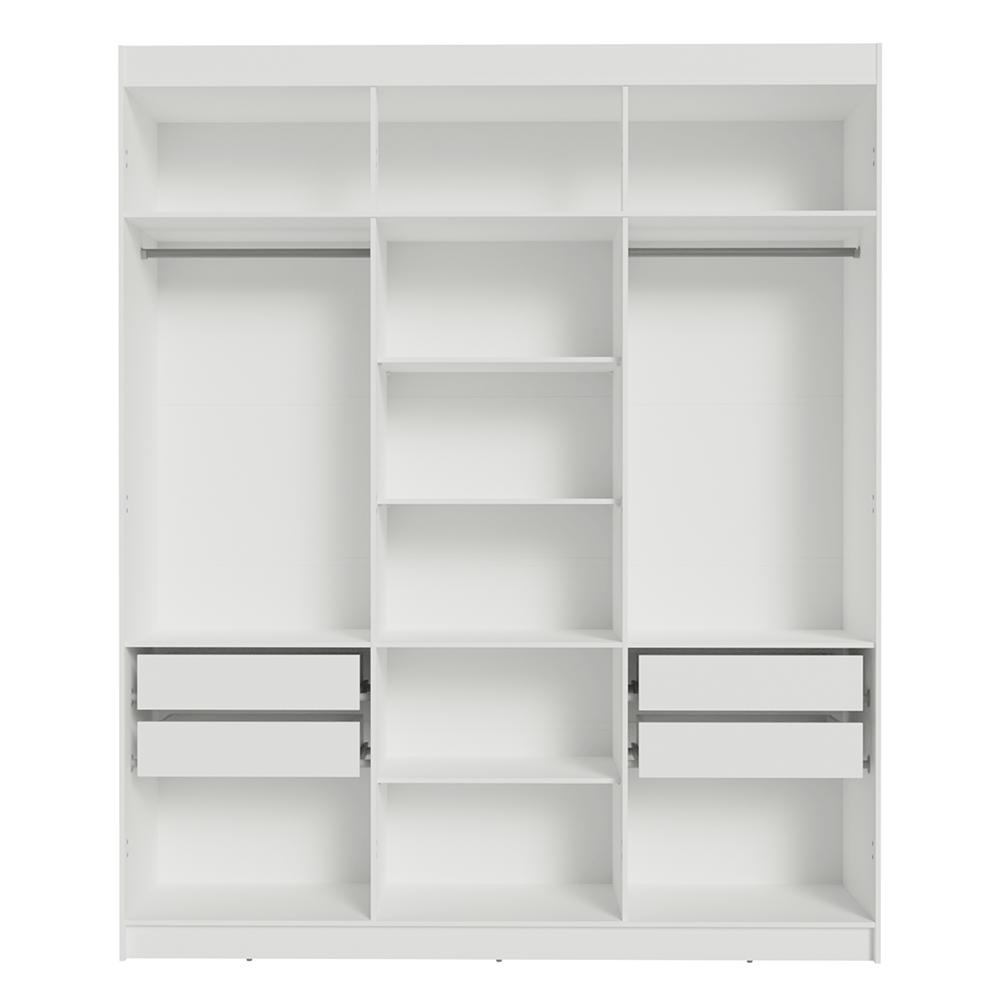 Guarda-Roupa Casal 6 Portas Batentes Branco/Branco/Preto Saturno Madesa