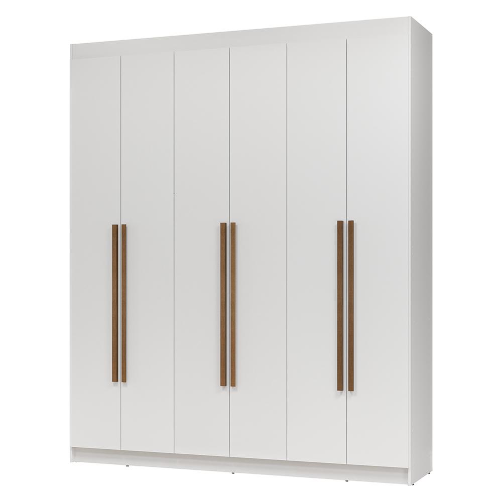 Guarda-Roupa Casal 6 Portas Batentes Branco/Branco/Rustic Netuno Madesa