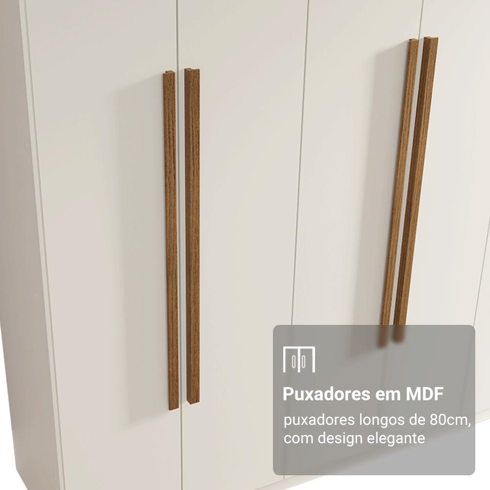 Guarda-Roupa Casal 6 Portas Batentes Branco/Branco/Rustic Netuno Madesa