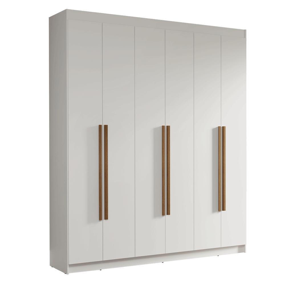 Guarda-Roupa Casal 6 Portas Batentes Branco/Branco/Rustic Saturno Madesa