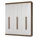 Guarda-Roupa Casal 6 Portas Batentes Rustic/Branco/Rustic Netuno Madesa