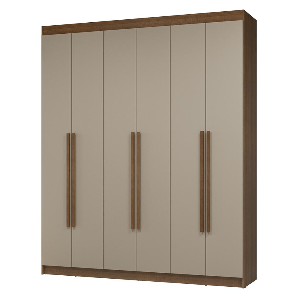 Guarda-Roupa Casal 6 Portas Batentes Rustic/Crema/Rustic Netuno Madesa