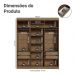 Guarda-Roupa Casal 6 Portas Batentes Rustic/Preto/Preto Saturno Madesa