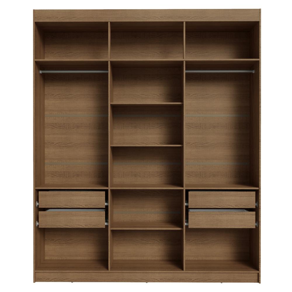 Guarda-Roupa Casal 6 Portas Batentes Rustic/Preto/Preto Saturno Madesa