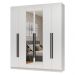 Guarda-Roupa Casal 6 Portas Batentes com Espelho Branco/Branco/Preto Netuno Madesa