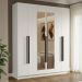 Guarda-Roupa Casal 6 Portas Batentes com Espelho Branco/Branco/Preto Venus Madesa