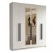 Guarda-Roupa Casal 6 Portas Batentes com Espelho Branco/Branco/Preto Venus Madesa