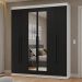 Guarda-Roupa Casal 6 Portas Batentes com Espelho Branco/Preto/Preto Netuno Madesa
