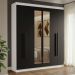 Guarda-Roupa Casal 6 Portas Batentes com Espelho Branco/Preto/Preto Venus Madesa
