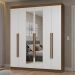 Guarda-Roupa Casal 6 Portas Batentes com Espelho Rustic/Branco/Rustic Netuno Madesa