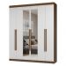 Guarda-Roupa Casal 6 Portas Batentes com Espelho Rustic/Branco/Rustic Netuno Madesa