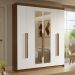 Guarda-Roupa Casal 6 Portas Batentes com Espelho Rustic/Branco/Rustic Saturno Madesa