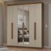 Guarda-Roupa Casal 6 Portas Batentes com Espelho Rustic/Crema/Rustic Netuno Madesa