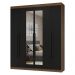 Guarda-Roupa Casal 6 Portas Batentes com Espelho Rustic/Preto/Preto Netuno Madesa