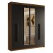Guarda-Roupa Casal 6 Portas Batentes com Espelho Rustic/Preto/Preto Venus Madesa