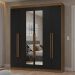 Guarda-Roupa Casal 6 Portas Batentes com Espelho Rustic/Preto/Rustic Netuno Madesa
