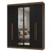 Guarda-Roupa Casal 6 Portas Batentes com Espelho Rustic/Preto/Rustic Netuno Madesa