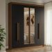 Guarda-Roupa Casal 6 Portas Batentes com Espelho Rustic/Preto/Rustic Venus Madesa