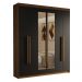 Guarda-Roupa Casal 6 Portas Batentes com Espelho Rustic/Preto/Rustic Venus Madesa