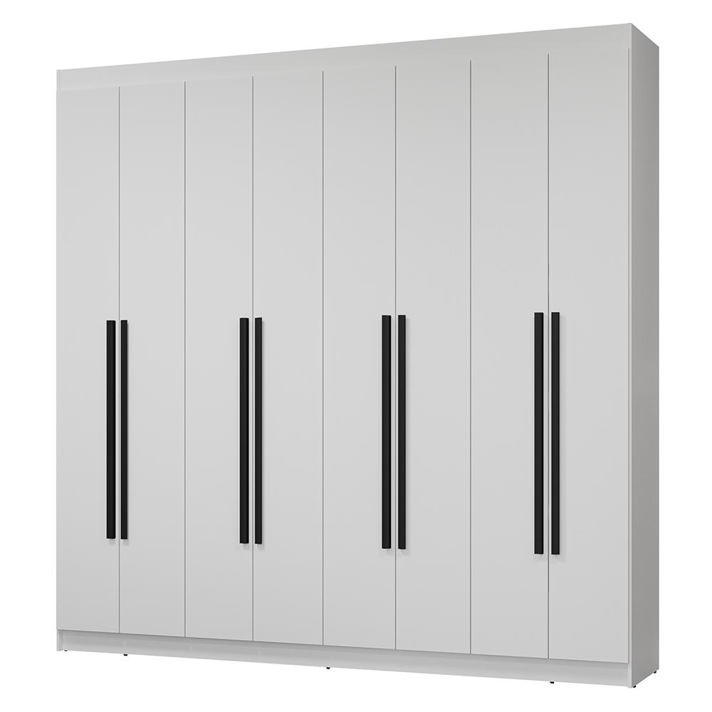 Guarda-Roupa Casal 8 Portas Batentes Branco/Branco/Preto Netuno Madesa