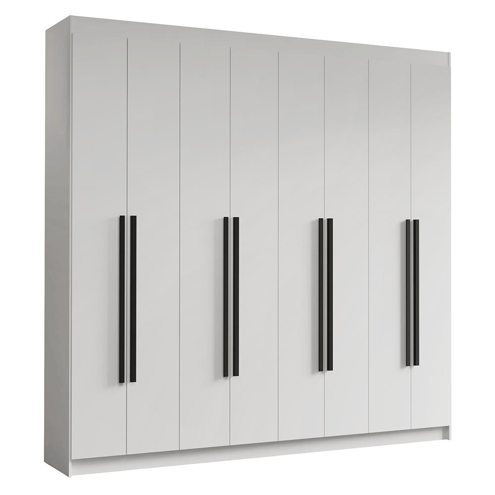 Guarda-Roupa Casal 8 Portas Batentes Branco/Branco/Preto Saturno Madesa