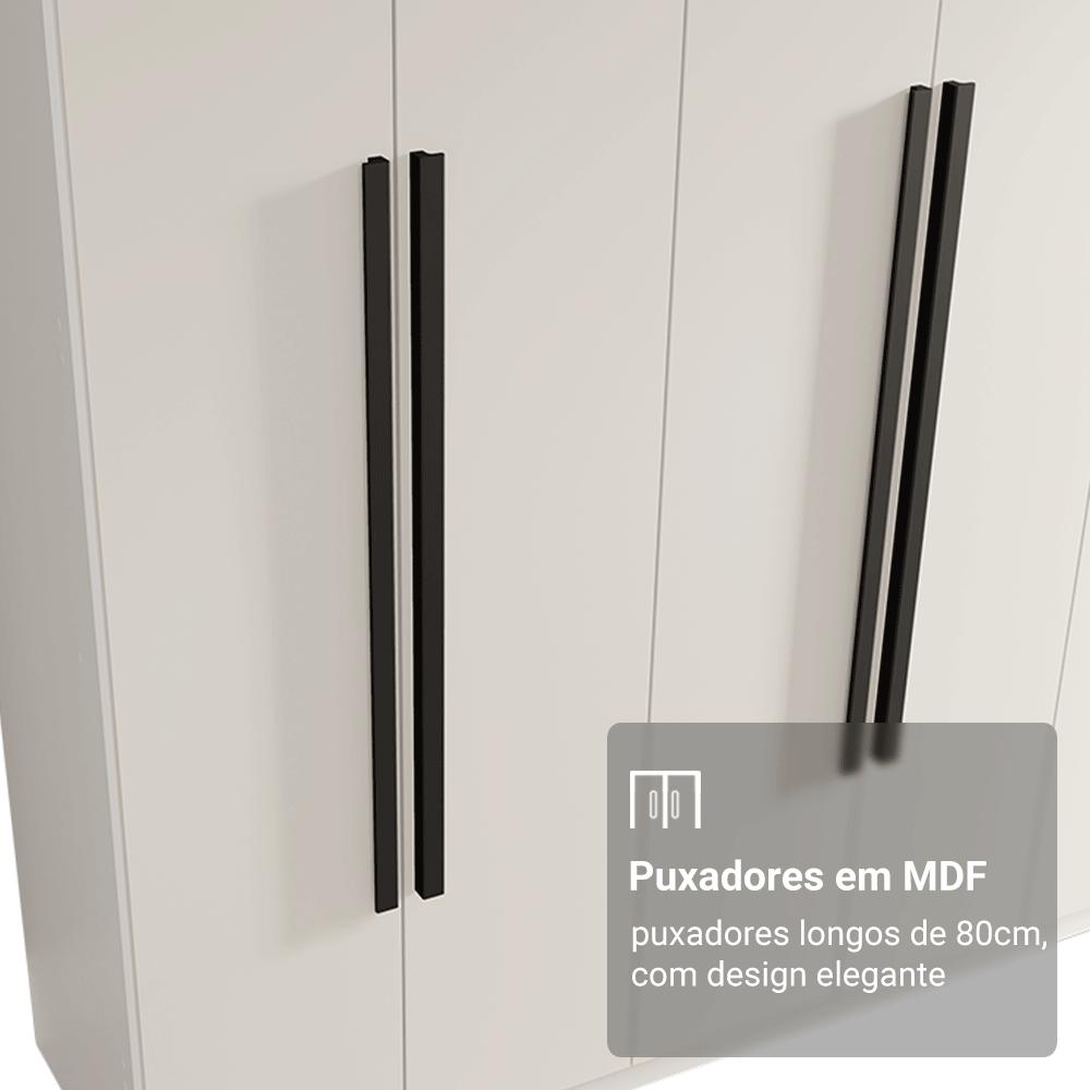 Guarda-Roupa Casal 8 Portas Batentes Branco/Branco/Preto Saturno Madesa