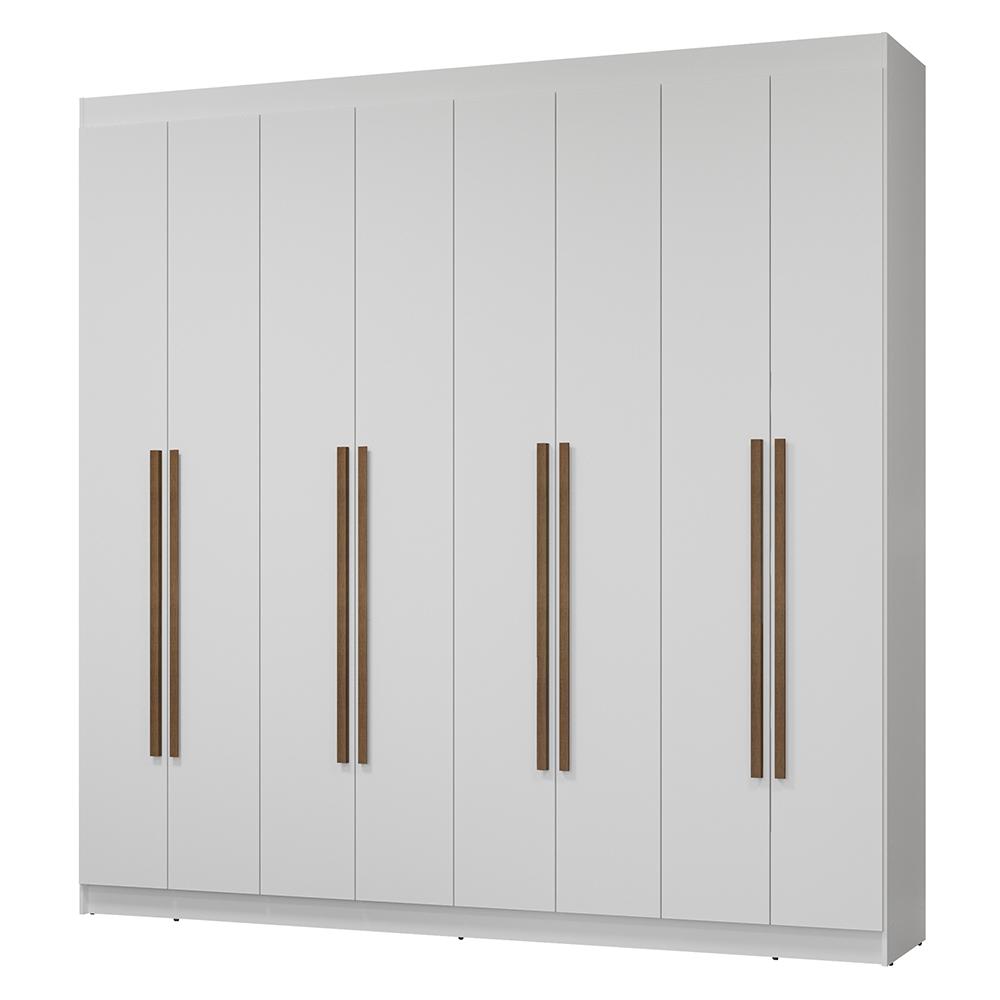 Guarda-Roupa Casal 8 Portas Batentes Branco/Branco/Rustic Netuno Madesa