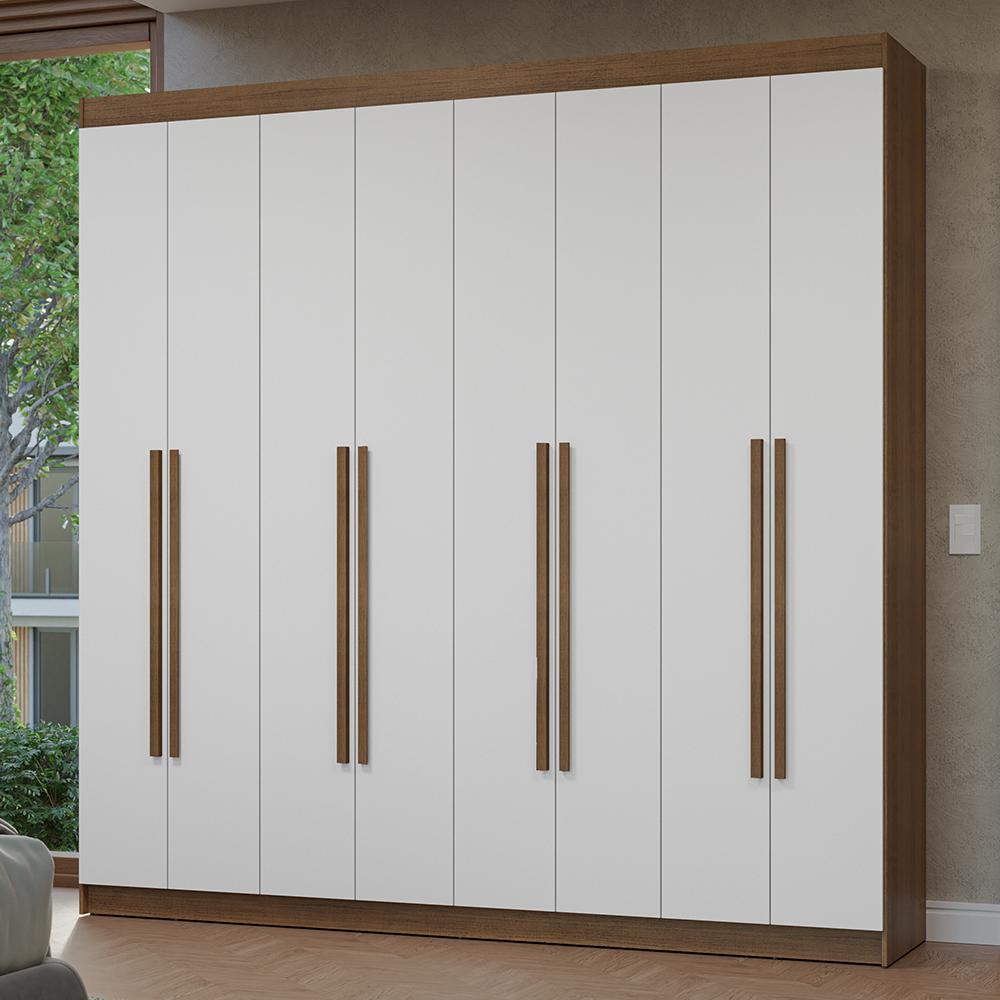 Guarda-Roupa Casal 8 Portas Batentes Rustic/Branco/Rustic Netuno Madesa
