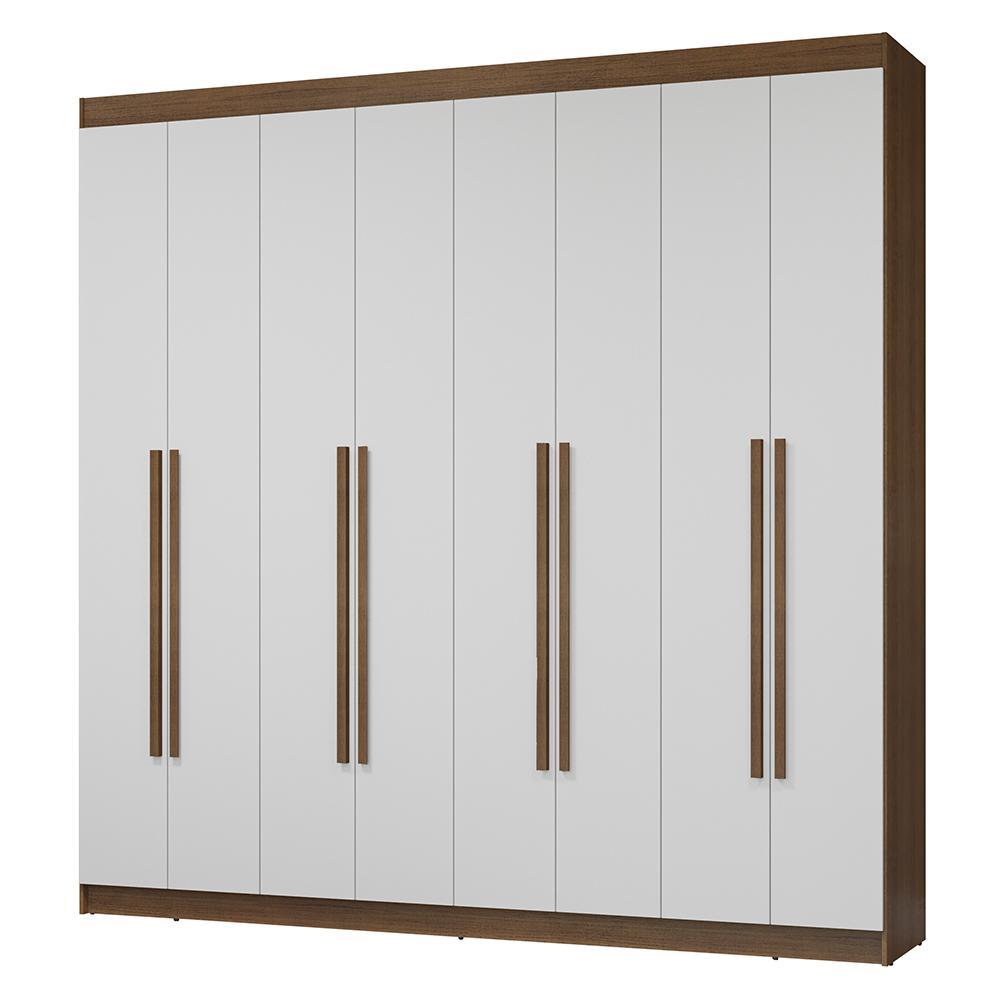 Guarda-Roupa Casal 8 Portas Batentes Rustic/Branco/Rustic Netuno Madesa