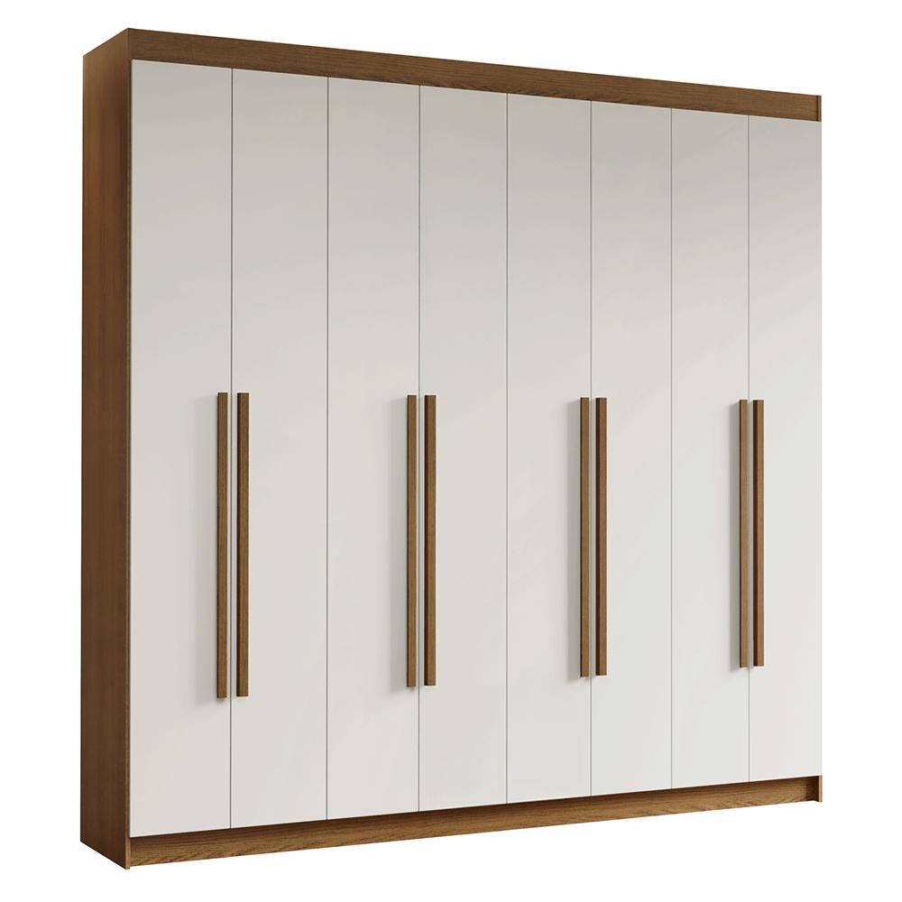 Guarda-Roupa Casal 8 Portas Batentes Rustic/Branco/Rustic Venus Madesa