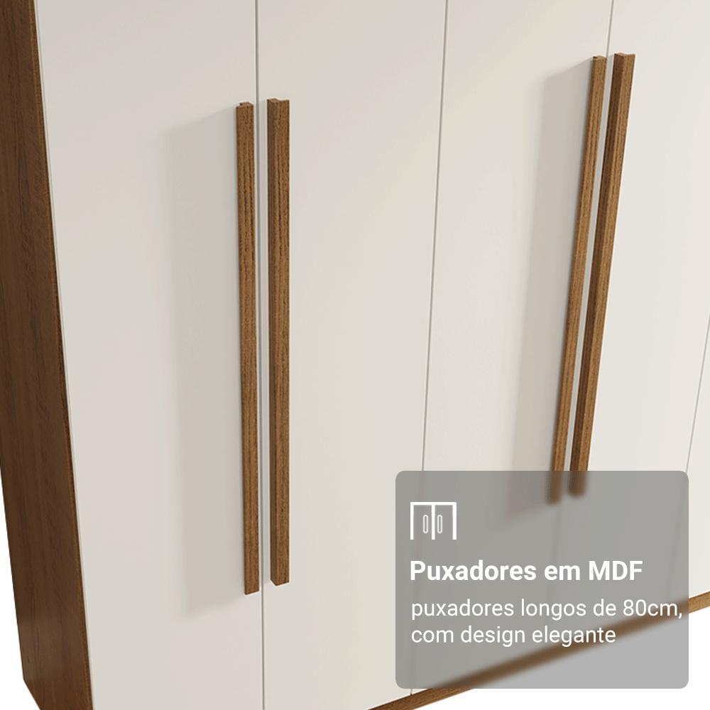 Guarda-Roupa Casal 8 Portas Batentes Rustic/Branco/Rustic Venus Madesa
