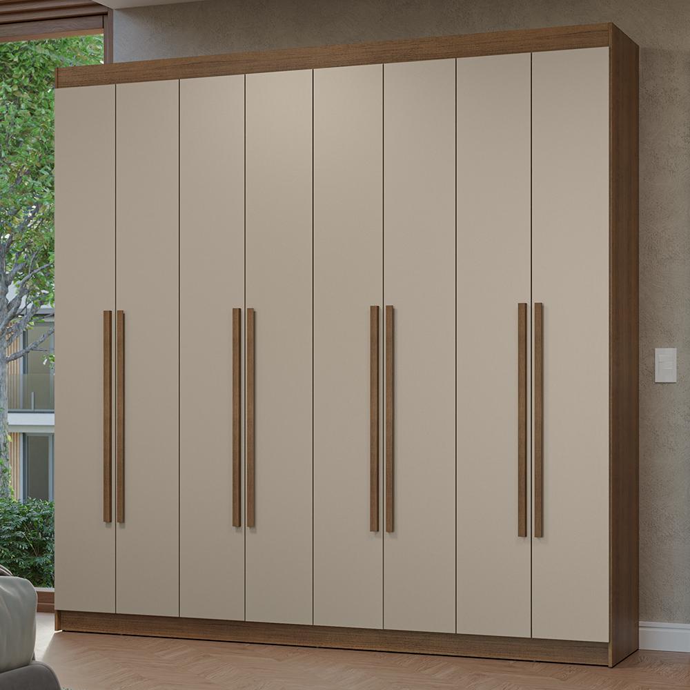 Guarda-Roupa Casal 8 Portas Batentes Rustic/Crema/Rustic Netuno Madesa