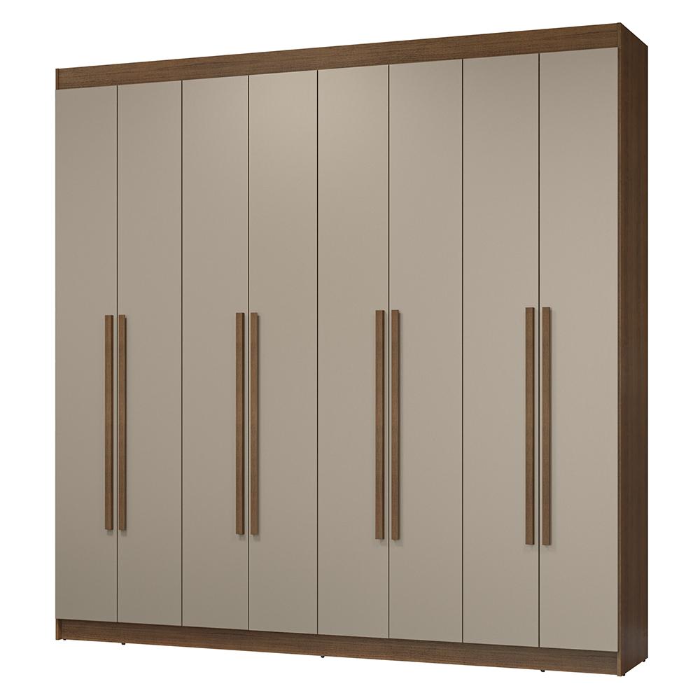 Guarda-Roupa Casal 8 Portas Batentes Rustic/Crema/Rustic Netuno Madesa