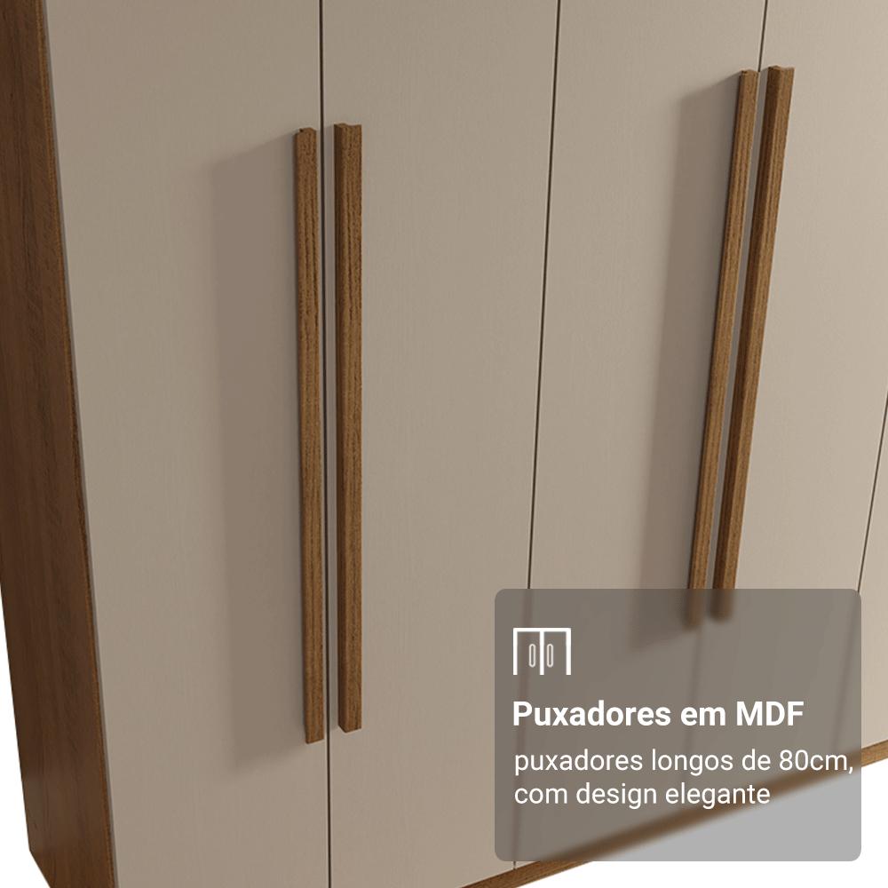 Guarda-Roupa Casal 8 Portas Batentes Rustic/Crema/Rustic Netuno Madesa