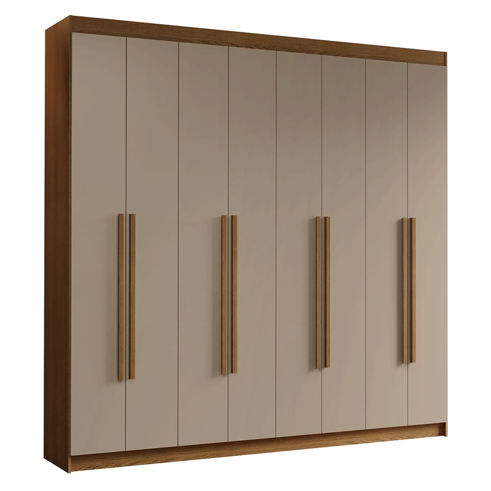 Guarda-Roupa Casal 8 Portas Batentes Rustic/Crema/Rustic Saturno Madesa